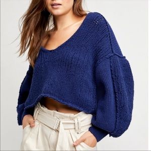 NWT Free People Sea Bright Pullover / Blue